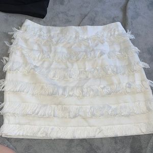The Limited White highwaisted fringe skirt size 10